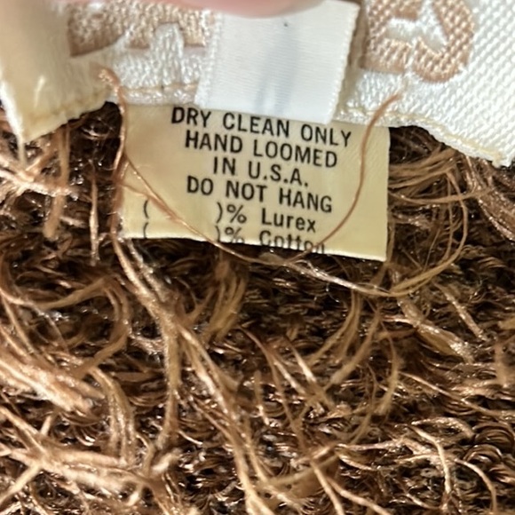 RARE Lianne Barnes Vintage Tan Fuzzy Feathery Tie Front Crop Cardigan Bolero XS - Picture 9 of 12